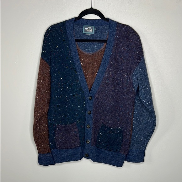 Vintage WOOLRICH Color blocked Grandpa Sweater size Small - Picture 2 of 12